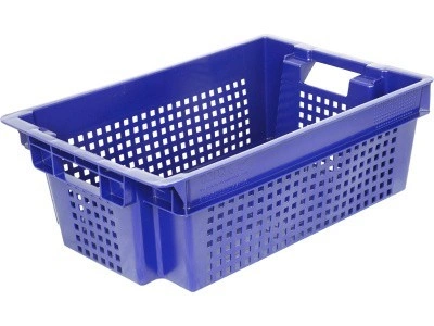 Ящик перфорированный 600×400×200, арт.: 102-1 м мск, объём 38, синий, код: 28427