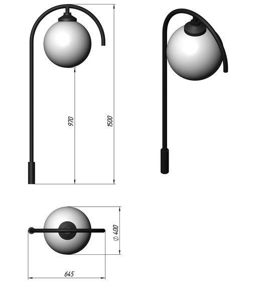 Стальной фонарный столб Т-23 со светильником 5,5 м