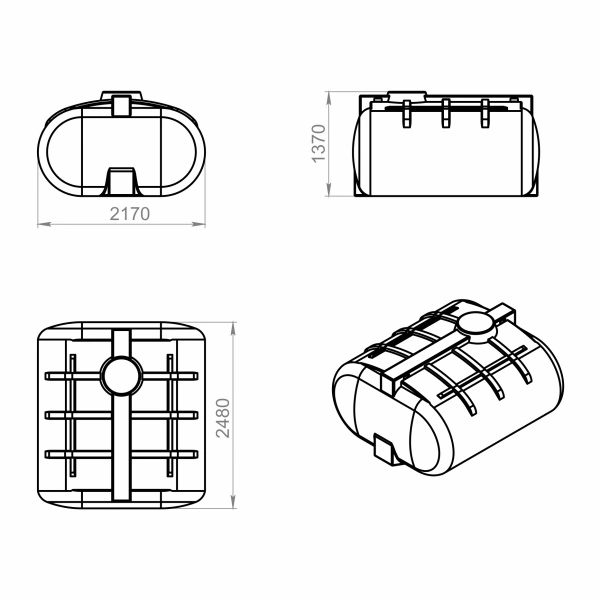 Емкость горизонтальная 5000л Усиленная