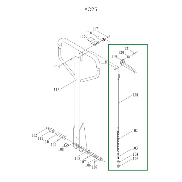 Тяга цепная в сборе для ручки гидравлических тележек АС25