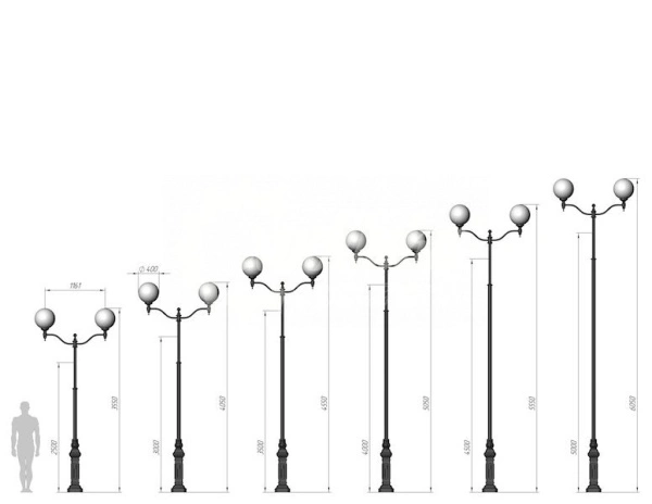 Фонарный Столб С-05-2 со светильниками 4,55 м