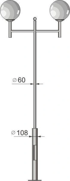 Стальной фонарный столб Т-30-2 со светильниками 5,461 м