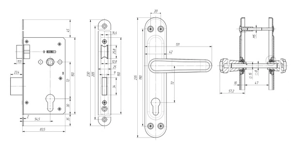 Д-град Зенит ЗВ4-72.03 медь Замок врезной с/руч (10)