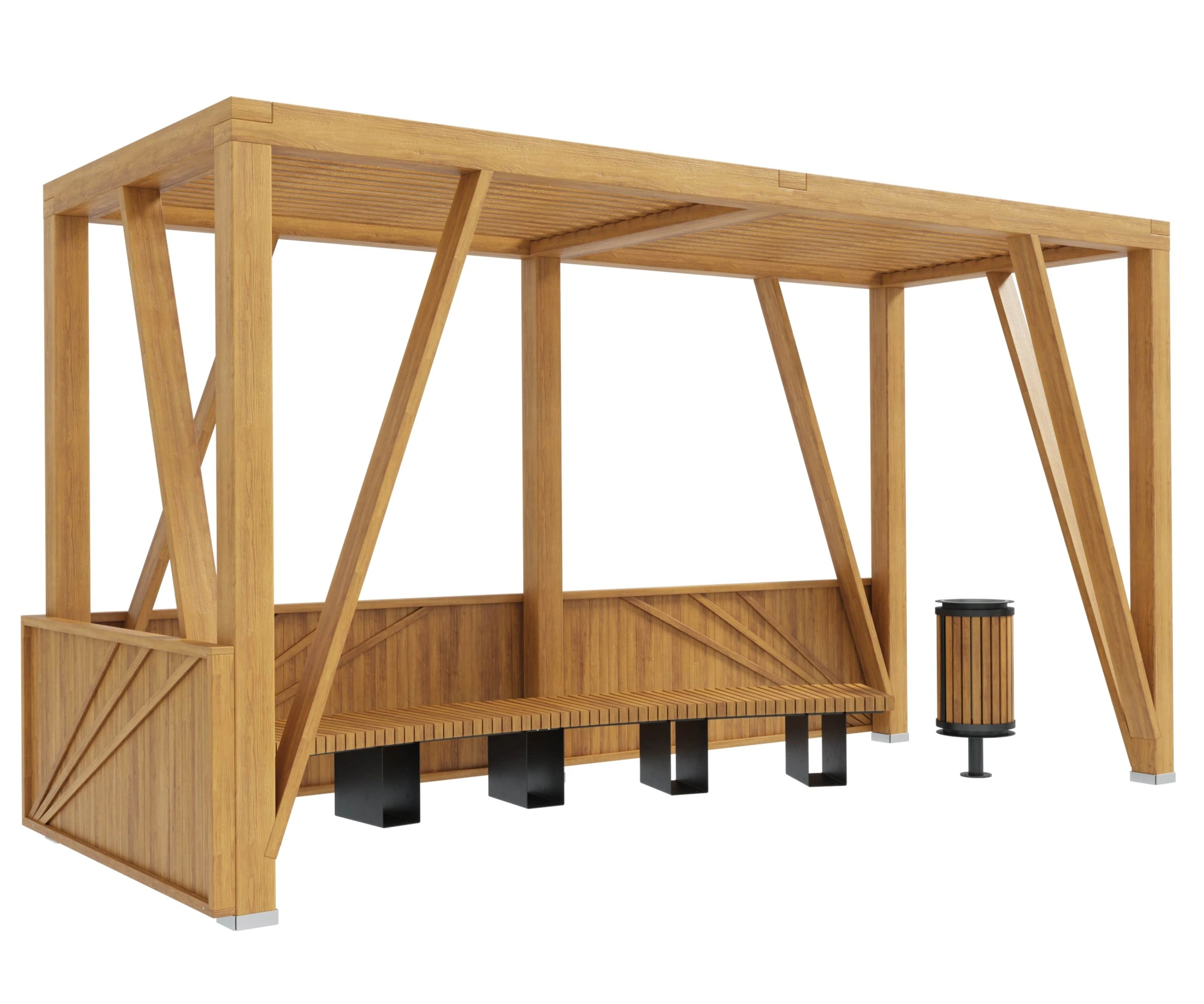 Навес теневой тип 5 Стандарт (со стенкой)