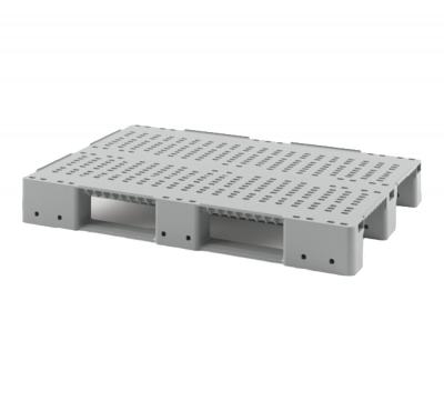 Усиленный перфорированный поддон на трёх полозьях усиленный одной трубой 1200x800x150 с бортиком 