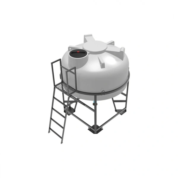Емкость ЦКТ 3000 л с патрубком 90мм с фланцем под плотность до 1,2 г/см³ белая в обрешетке с лестницей