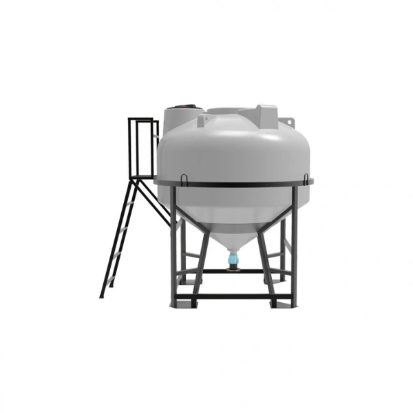 Емкость ЦКТ 3000 л с патрубком 160мм с фланцем под плотность до 1,2 г/см³ белая в обрешетке с лестницей